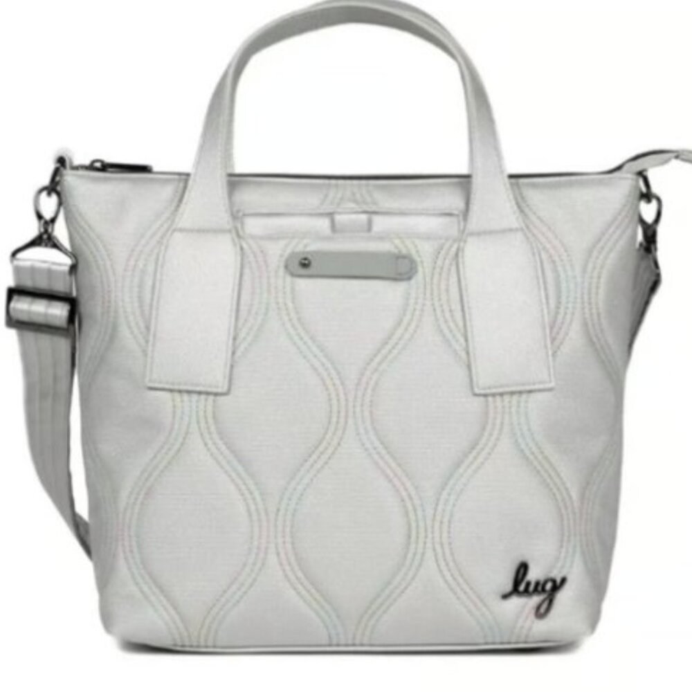 Brand New Lug Alto Matte Luxe VL Convertible Tote Bag in Metallic Silver Icepop